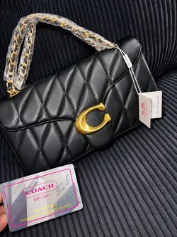 Coach Quilted Leather Handbag with Gold Chain