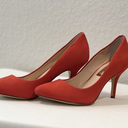 Inc International Concepts Shoes | Inc Zitah Pointed Toe Suede Pumps In Tangerine Red, Sz 6 