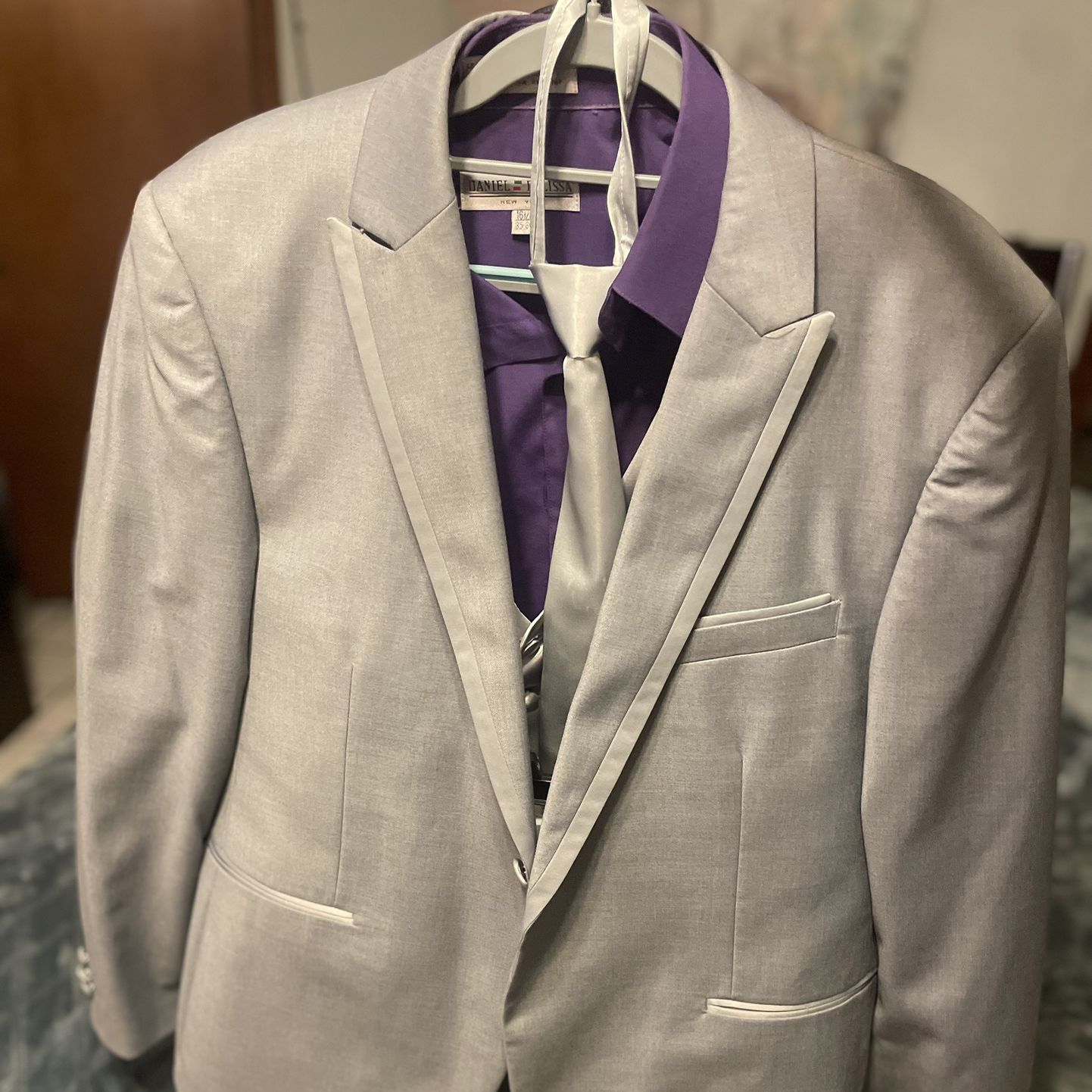 Silver Grey Tuxedo Elegant Black by Giorgio Sanetti + Daniel Ellissa Purple Dress Shirt