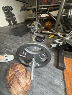 Curved barbell with various weights plate sets