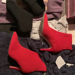 Ladies Boots. Red Ankle Boots Or Black Smile Boots  $20 Each 