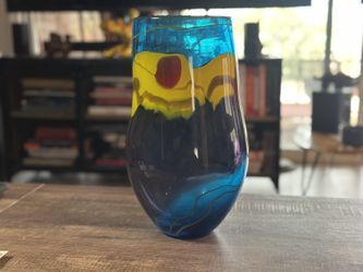 13.5” Tall Glass Blown Vase