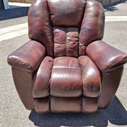 La-Z-Boy Genuine Leather Reclining Rocker Chair – Brown – Works Great