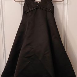 Little Maiden Toddler Girls Black Satin Dress (Like New)