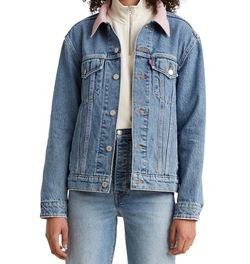 Levi's Cotton Ex-Boyfriend Corduroy-Collar Denim Trucker Jacket