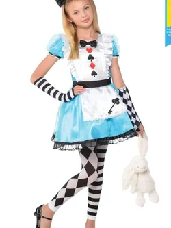 4PC AMSCAN Girls Alice in Wonderland Costume Dress and Apron