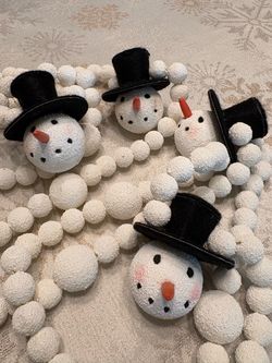 Two Strings of Christmas Snowman Garland