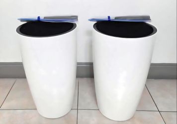 PAIR of 22" White Resin Planters (with Water Level Monitoring) (2 for $65) @ Lasting Creations