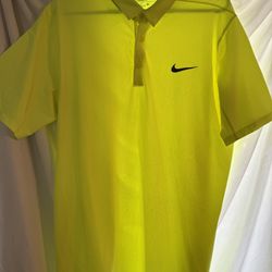Nike Golf Polo Shirt Yellow Size Large 