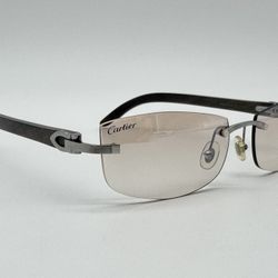CARTIER C DECOR SPECIAL DARK BROWN WOOD SUNGLASSES NEW 100% AUTHENTIC MSRP $3000