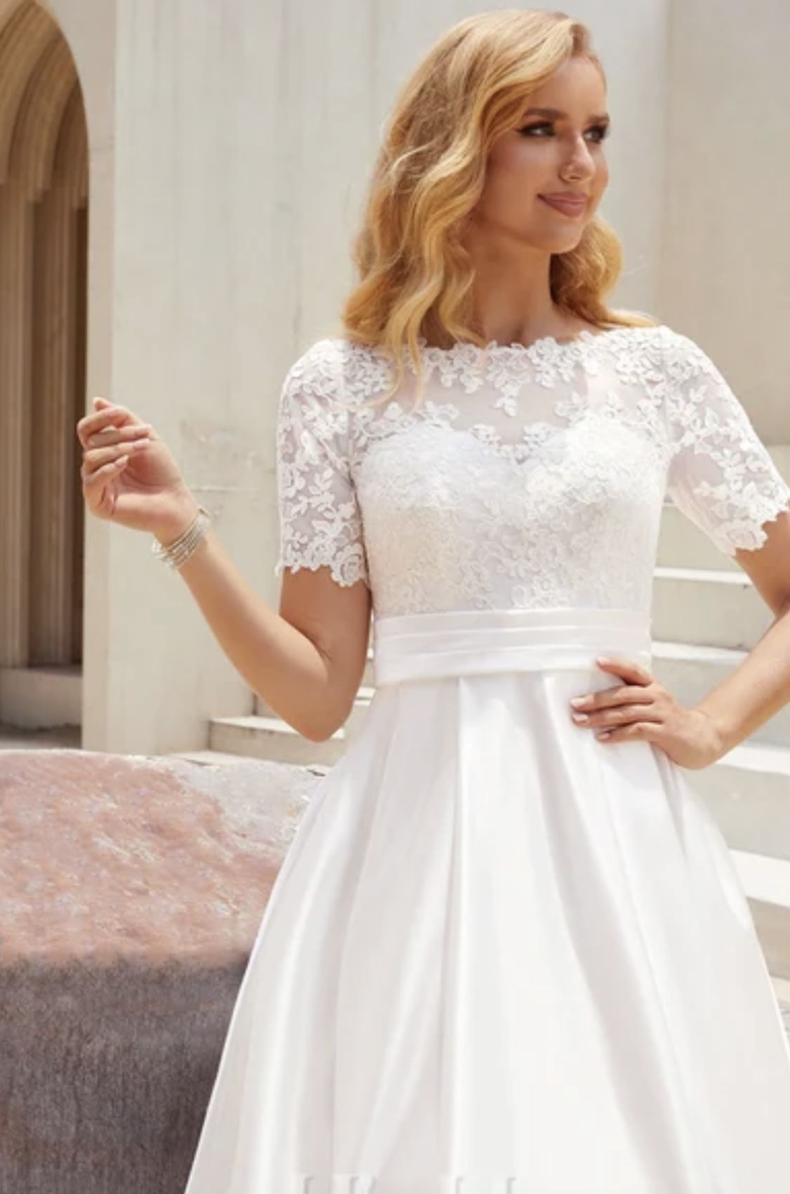 Satin & Lace Wedding Dress (Reduced Price!)