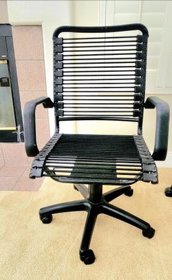 Black Bungee Office Chair with Armrests  ( high back support)