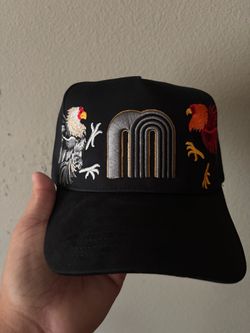 Black Embroidered Rooster Snapback Hat