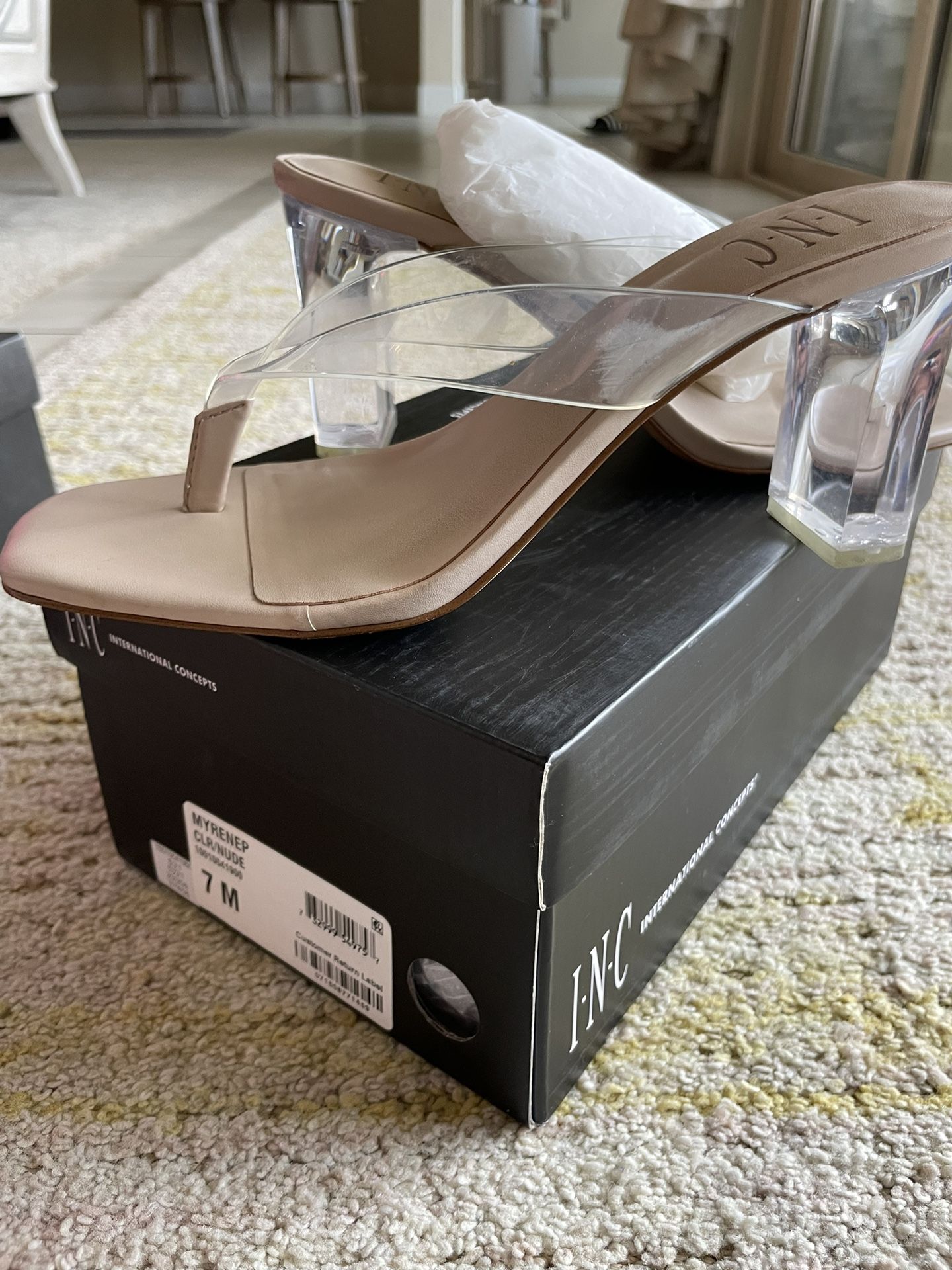 INC Clear Nude Heels Size 7 M