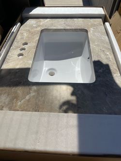 37x22 Marble Cultured Vanity Top w. Sink
