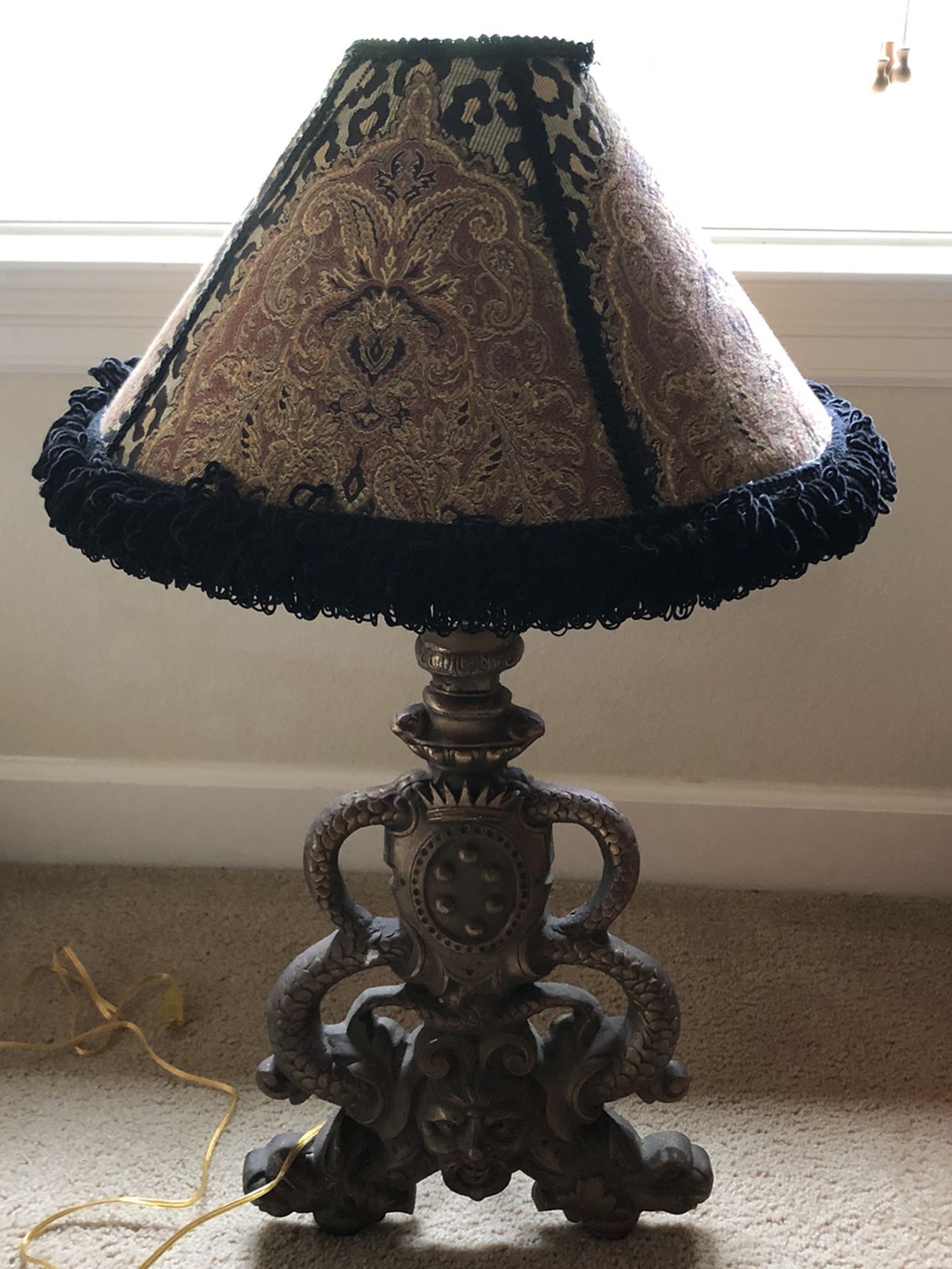Antique Bronze Andiron/ Lamp