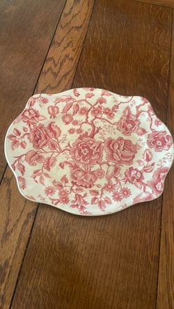 Vintage Red Transferware Platter