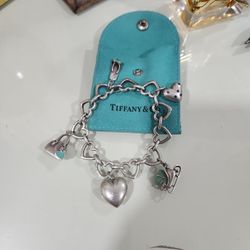 Tiffany Charm Bracelet With 5 Charms 925silver