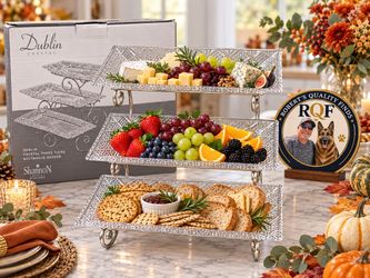 Godinger Dublin Crystal 3-Tier Serving Set w/ Box