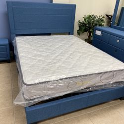 New Blue Queen Bedroom Set 