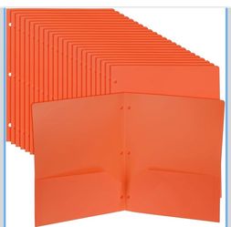 PATIKIL 50 Pcs Plastic Two Pocket Folders, 3 Hole Punch Durable Heavy Duty 2 Pocket File Folders, Letter Size Binder Index Divider with Business Card 