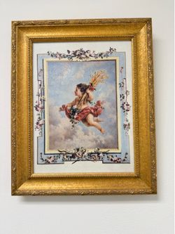 Putto with Wheat and Flowers Reproduction Print