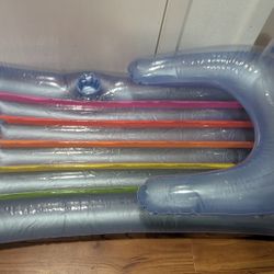 Intex Inflatable Pool Float Lounge with Rainbow Stripes, Headrest & Cup Holder