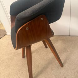 Armen Living Summer Mid Century Modern Dining Accent Chair for Table Kitchen Desk Vanity in Charcoal Fabric and Walnut Wood Finish    Slightly used / 