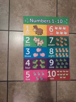 8 Wall charts for kindergarten - 1 to 10: 1 to 100; dice