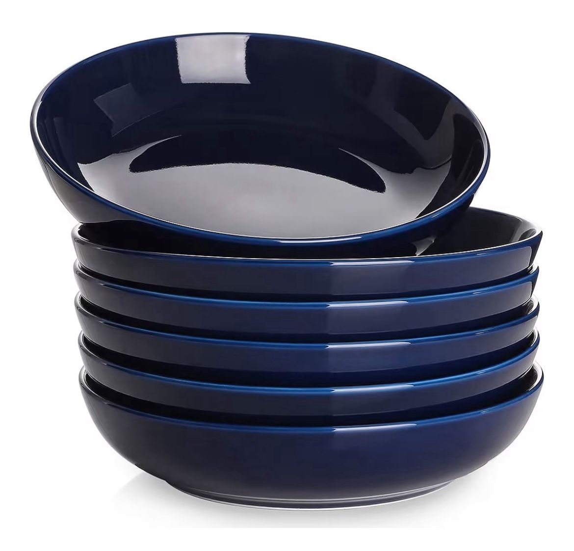  Brand New 6 Pasta Bowls, 30oz Soup  Salad  Large Serving Bowl Porcelain Pasta Plates Wide and Shallow Bowls Set of 6 Microwave Dishwasher 