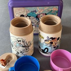 Disney Vintage Lunch Box And Two Thermoses