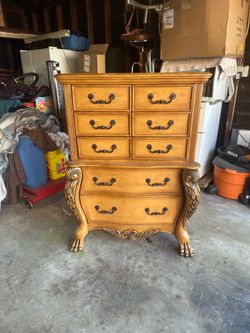 Queen canopy bed & matching dresser