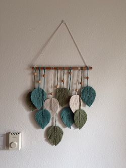 3 Boho Handmade Wall Decor set: Macrame Leaf Wall Hanging