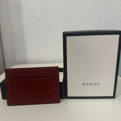 Gucci Red Leather Card Holder – New – With Box