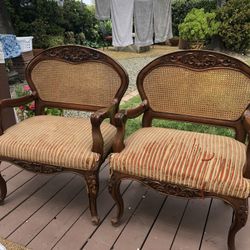 Nara Wood Wicker Backed Armchairs 