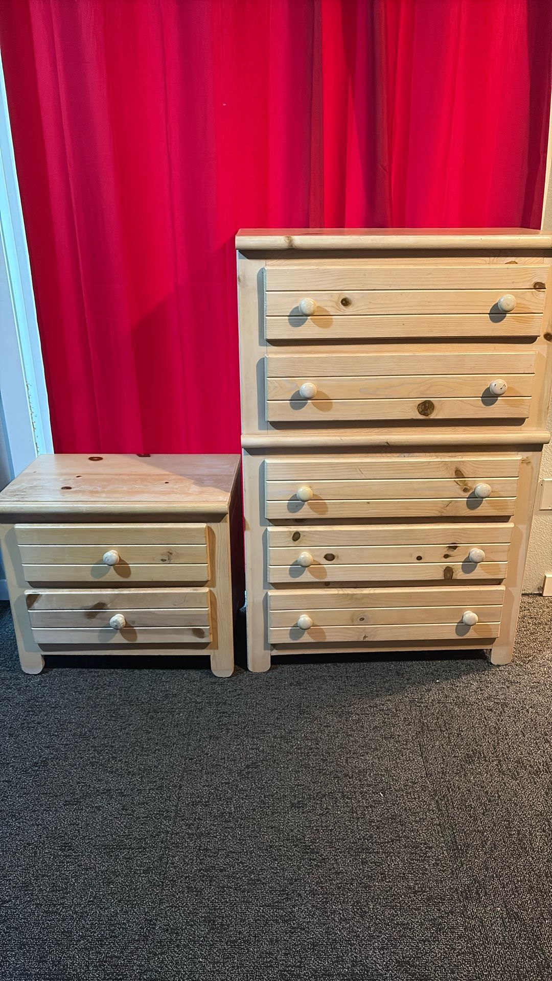 Wooden Matching Dresser And Nightstand