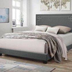 Brand New Gray Linen Queen Bed
