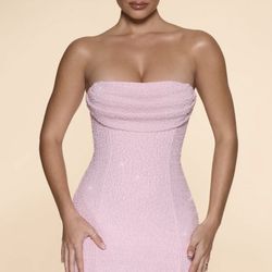 Oh Polly Embellished Strapless Cowl Neck Mini Dress