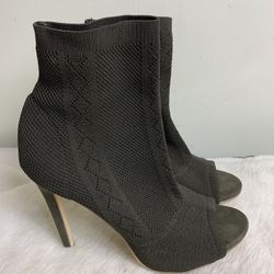 Shoedazzle Anka Women size 9 brown slip on sock 4” stiletto heel bootie boots 