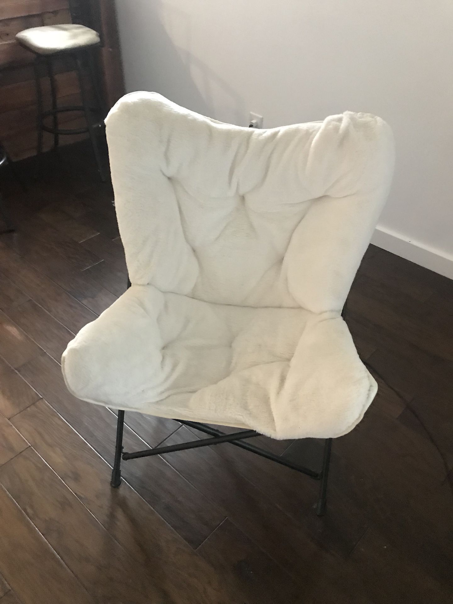 White plush chair