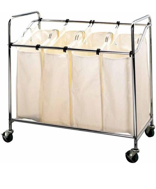 Brand New Landry Household Essentials Four Bag Laundry Sorter, Chrome Finish. Original Price $120.41