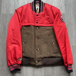 Burberry ‘Track Top Panel Brown’ Portland Wool Bomber Jacket
