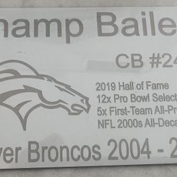 Champ Bailey Broncos Signed Mini helmet With COA And A Metal Plate
