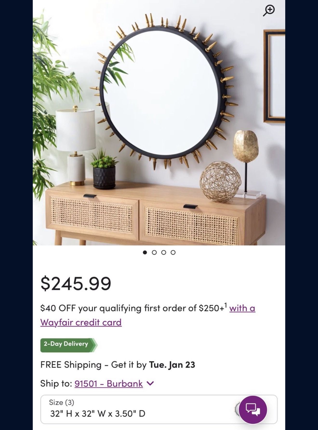 Mirror With Gold Spikes