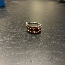 Women’s Jewelry Fiery 6.12 carat round and baguette Garnet Rhodium over Sterling Silver ring size 7 $210 Value