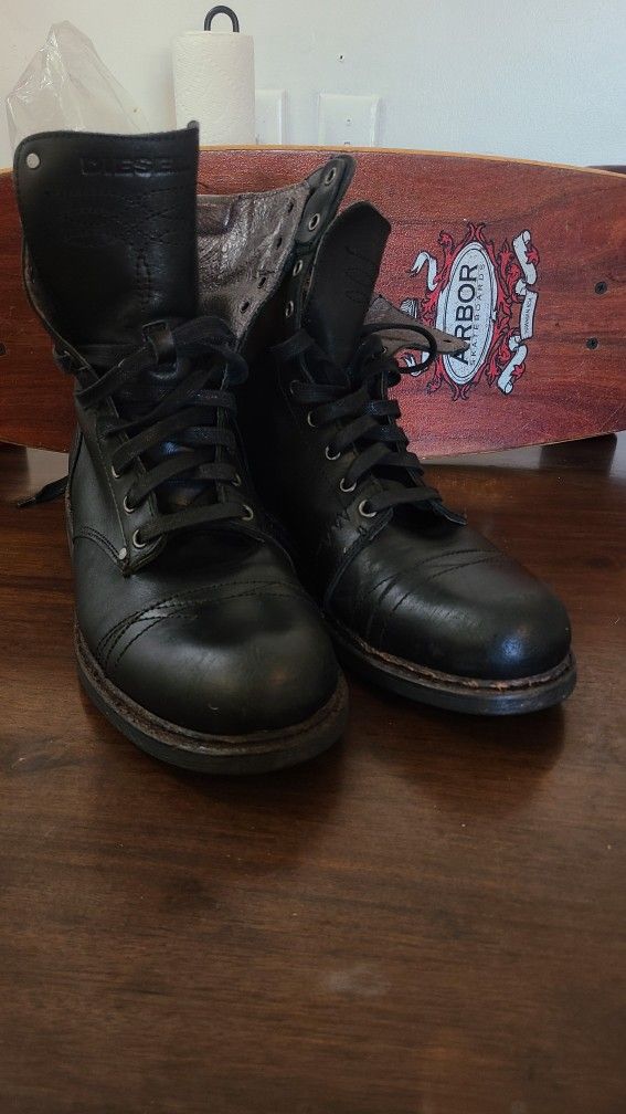 Diesel Combat Cassidy Boots Men's
Size EU 43 US 10 Leather Black Lace Up