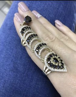 925 sterling silver blue sapphire and white zirconia ring size 8