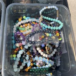 assorted stone bracelets