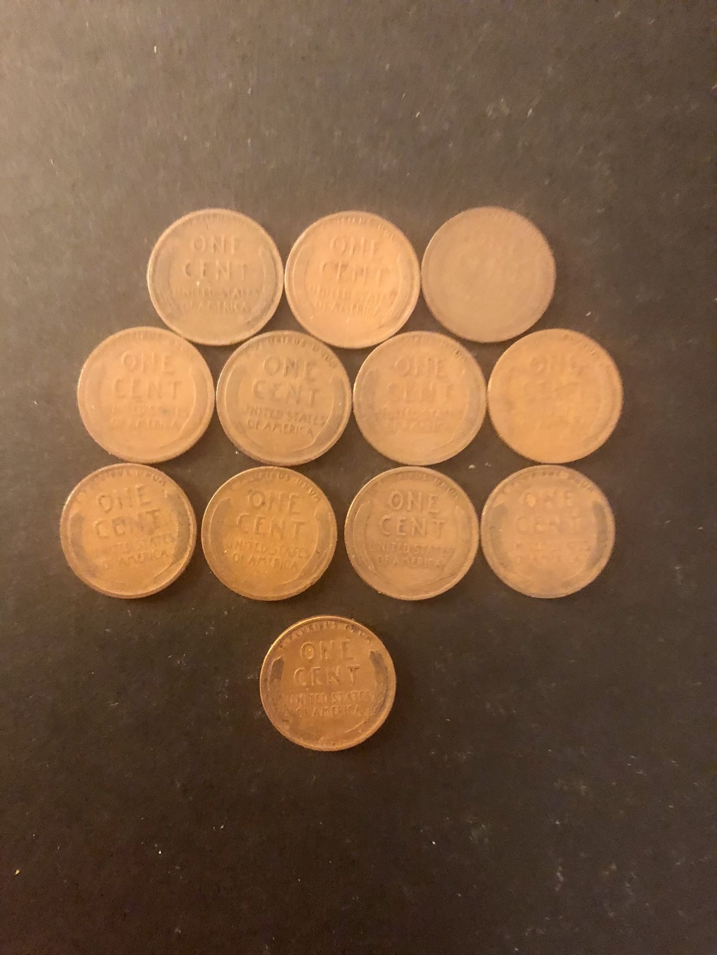 Coins - 1909VDB and 1909P thru 1919P - total 12 coins
