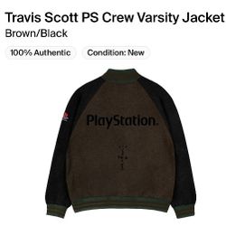 TRAVIS SCOTT PLAYSTATION CREW VARSITY JACKET SIZE LARGE